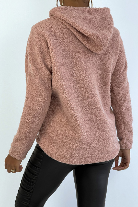 Roze hooded top met design aan de voorkant in een prachtig zacht materiaal - 3