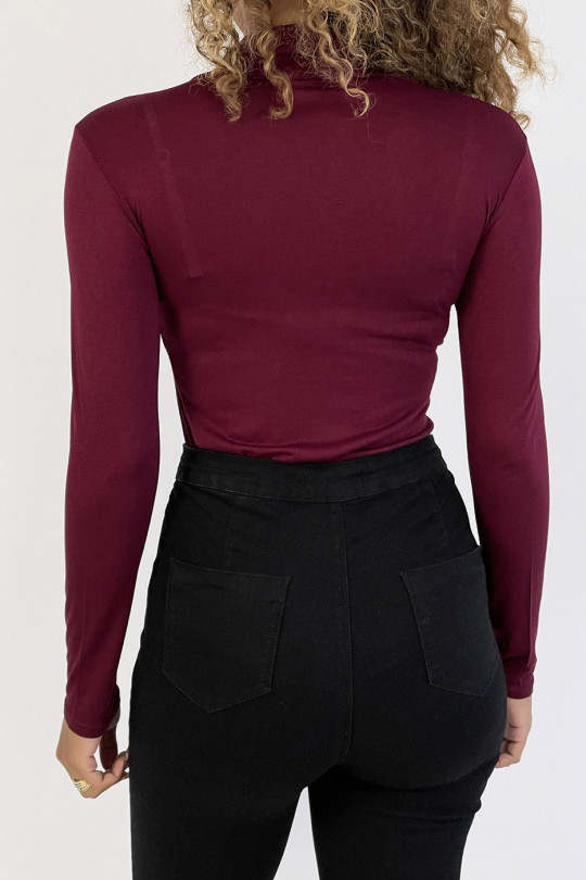 Burgundy under sweater with turtleneck and long sleeves - 3