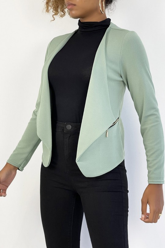 Water green blazer with lapel collar and zip pockets. Cheap women's blazer - 2