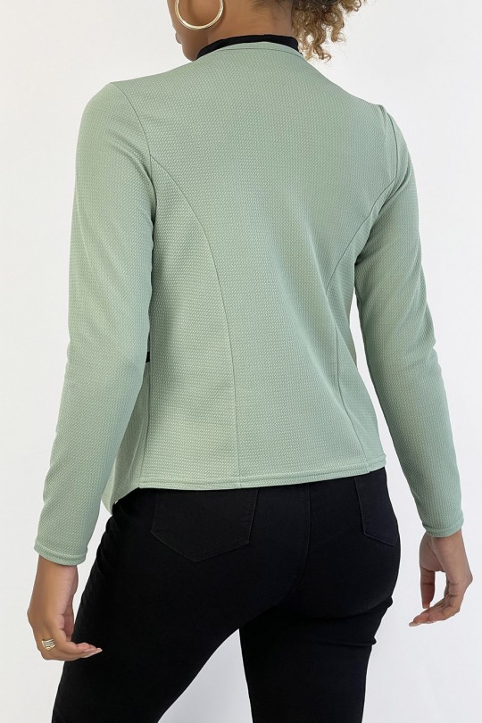 Water green blazer with lapel collar and zip pockets. Cheap women's blazer - 4