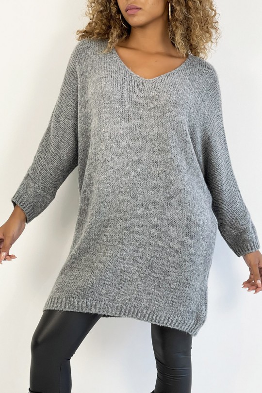 Charcoal oversized wool sweater dress. Fashionable and warm women's sweater - 2