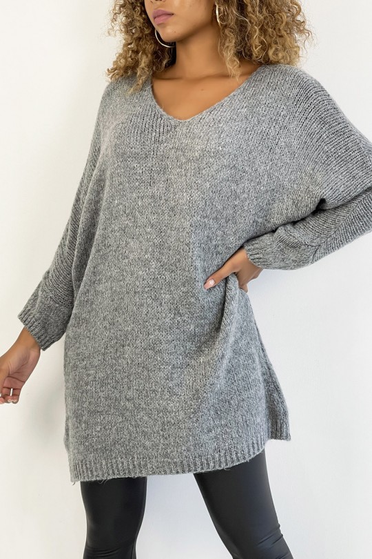 Charcoal oversized wool sweater dress. Fashionable and warm women's sweater - 3