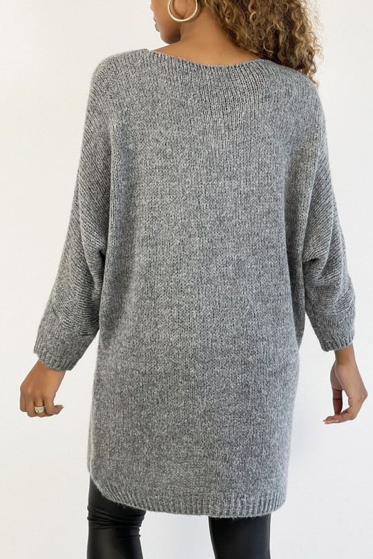 Charcoal oversized wool sweater dress. Fashionable and warm women's sweater - 4