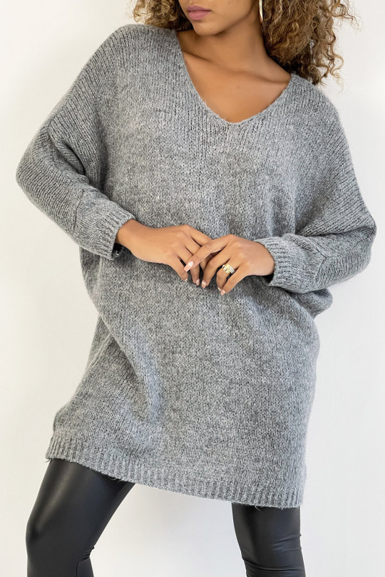 Charcoal oversized wool sweater dress. Fashionable and warm women's sweater - 5