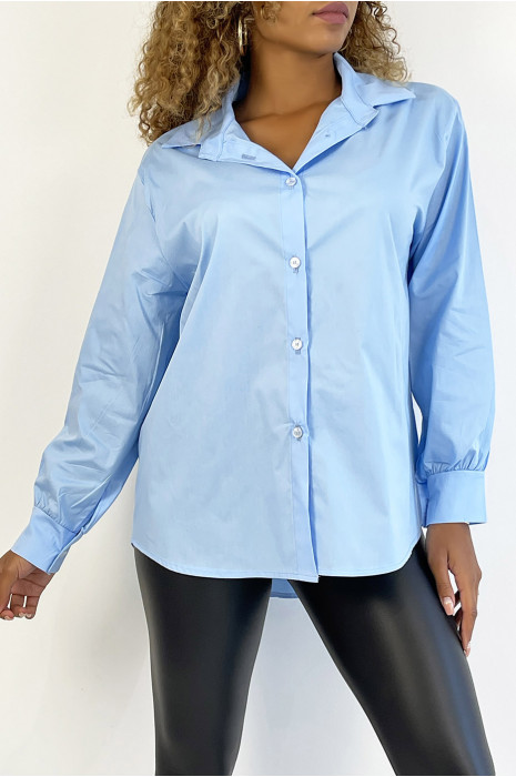Chemise turquoise en coton très tendance et agréable à porter - 3