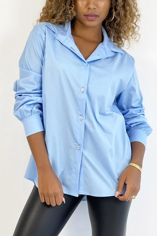 Very trendy and comfortable to wear turquoise cotton shirt - 5