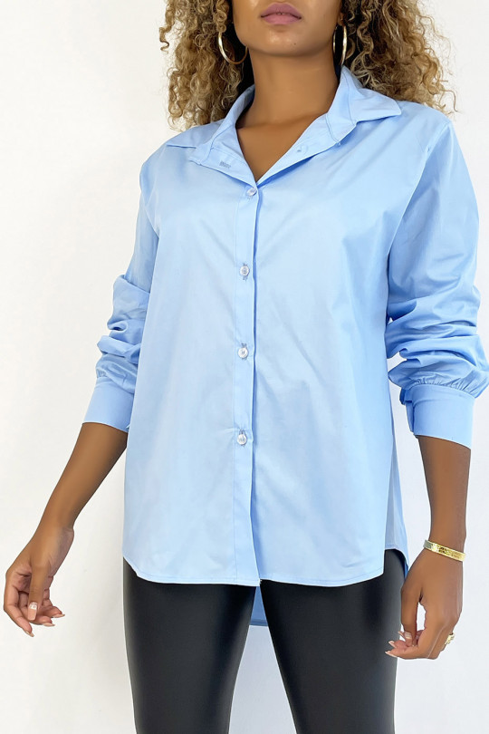 Very trendy and comfortable to wear turquoise cotton shirt - 6