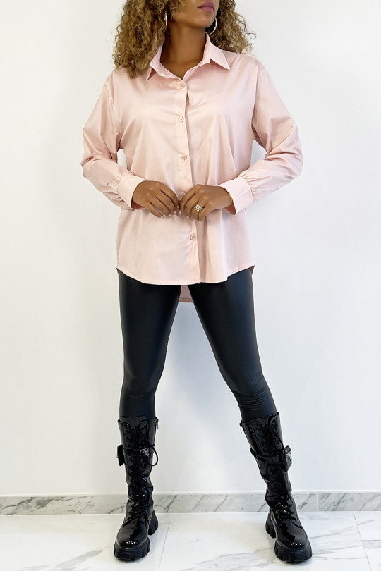 Very trendy and comfortable to wear pink cotton shirt - 2