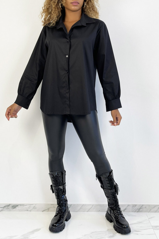 Zeer trendy en comfortabel om zwart katoenen overhemd te dragen - 1