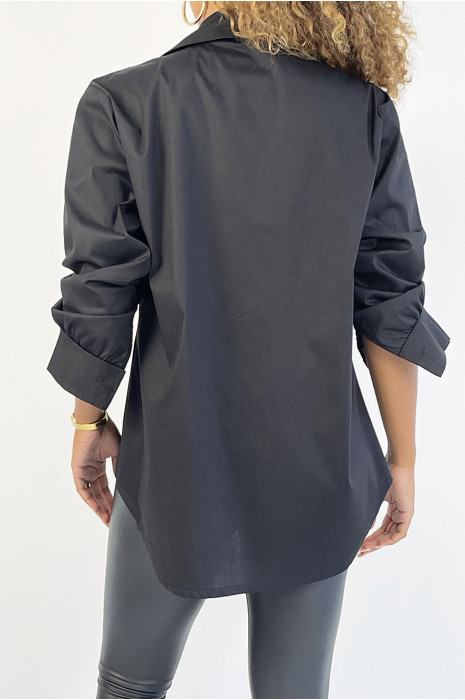 Chemise noire en coton très tendance et agréable à porter - 6