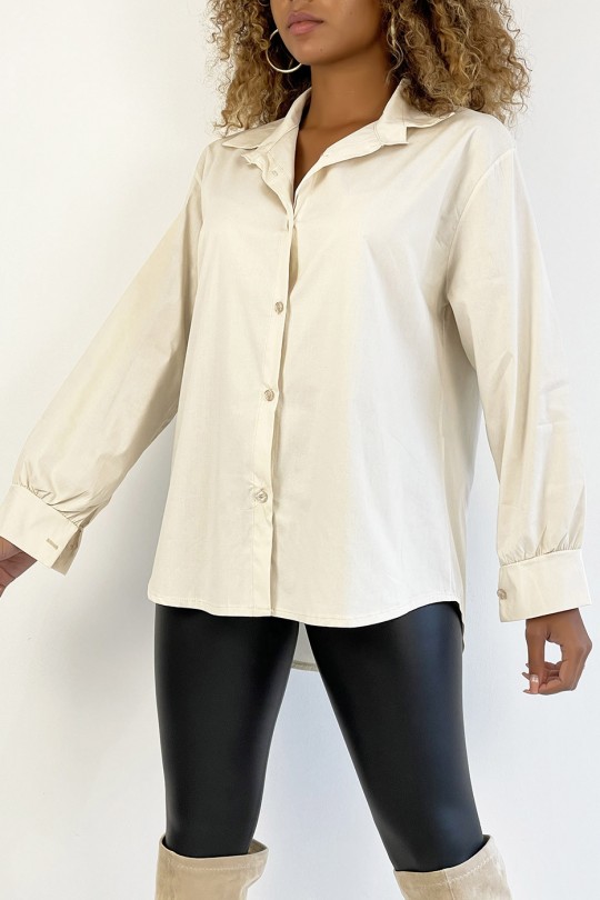 Very trendy and comfortable to wear beige cotton shirt - 1