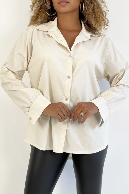 Very trendy and comfortable to wear beige cotton shirt - 2