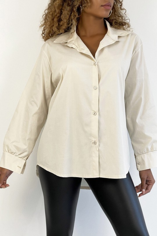 Very trendy and comfortable to wear beige cotton shirt - 3