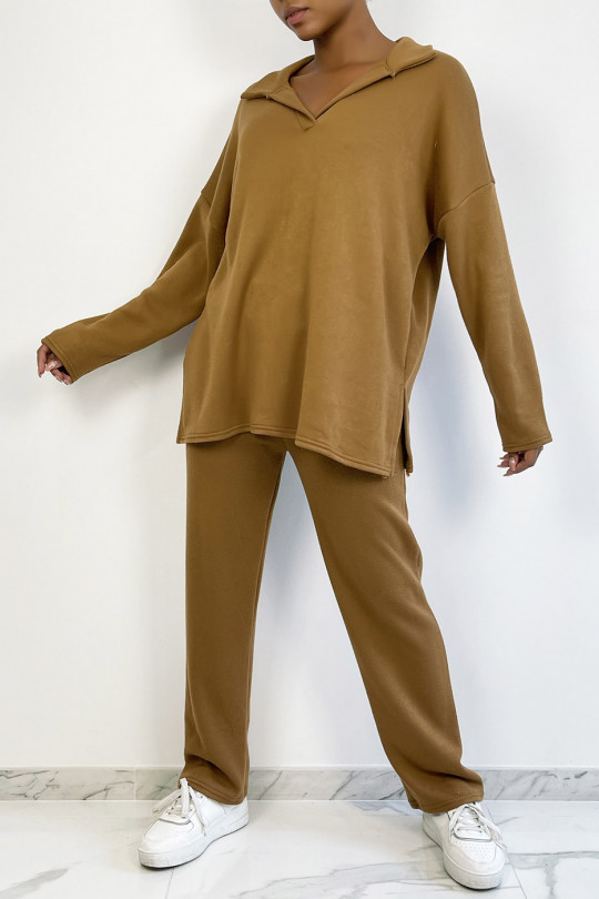 Camel tunic and oversized pants set - 2