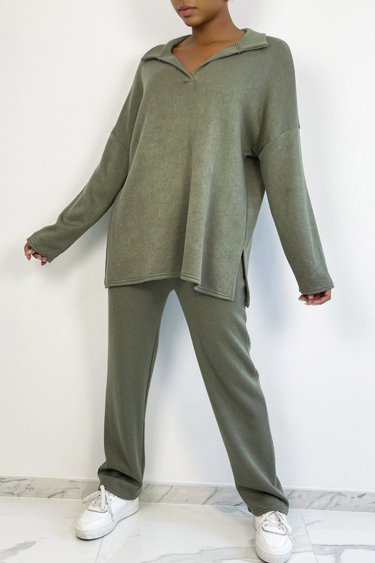Kaki tuniek en oversized broek set - 1