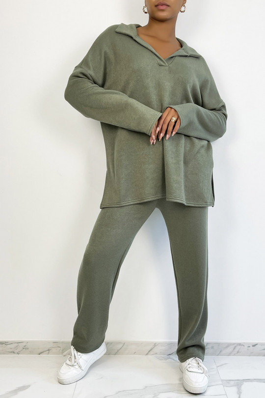 Kaki tuniek en oversized broek set - 2