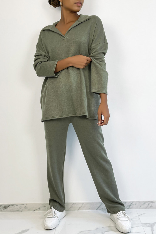 Kaki tuniek en oversized broek set - 3
