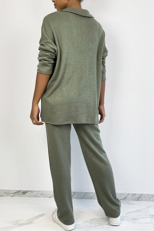 Kaki tuniek en oversized broek set - 4