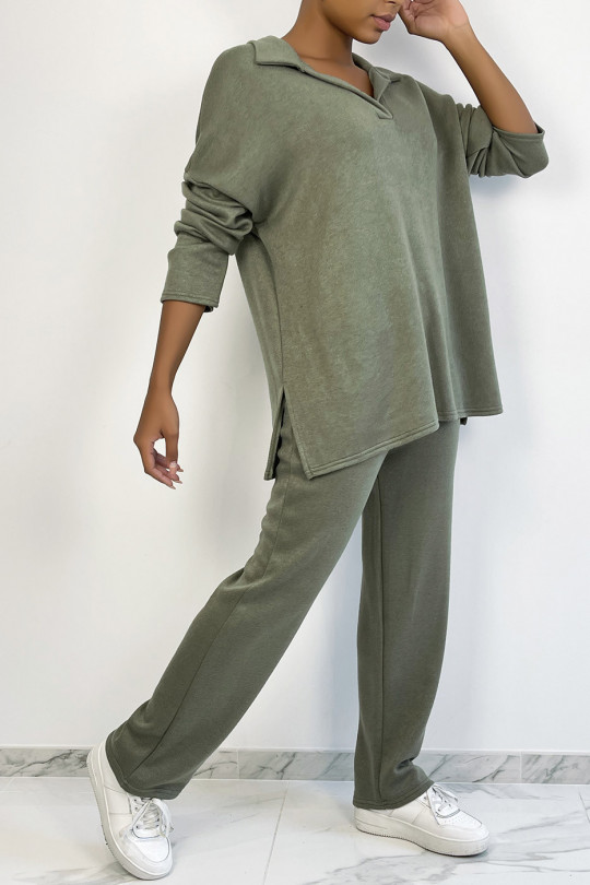 Kaki tuniek en oversized broek set - 5