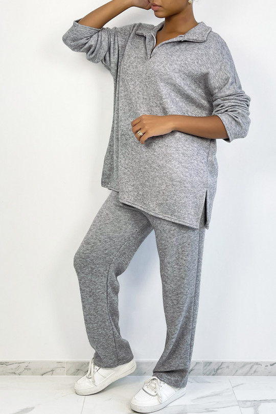 Tunic and oversized pants set in gray - 2