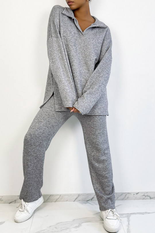 Tunic and oversized pants set in gray - 3