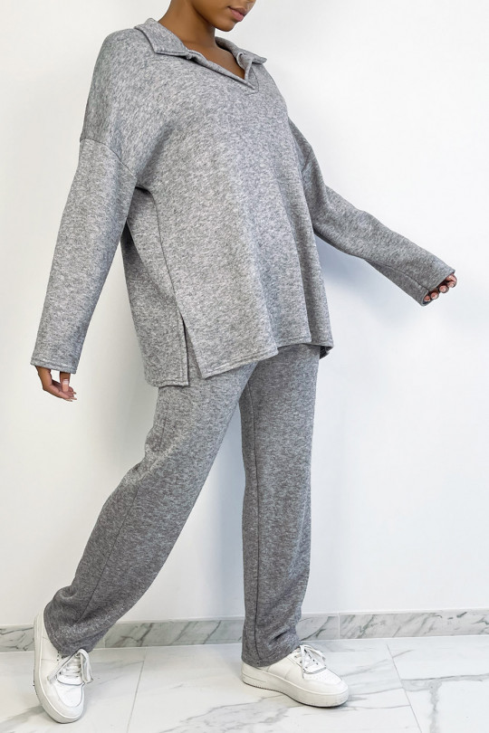 Ensemble tunique et pantalon over size en gris - 4