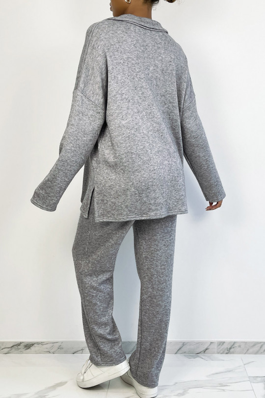 Ensemble tunique et pantalon over size en gris - 5