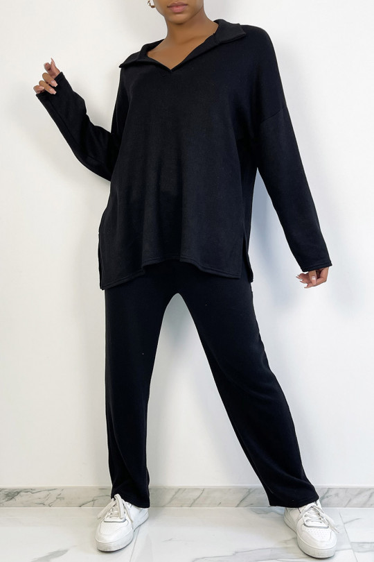 EnETmble tunique et pantalon over size en noir - 2