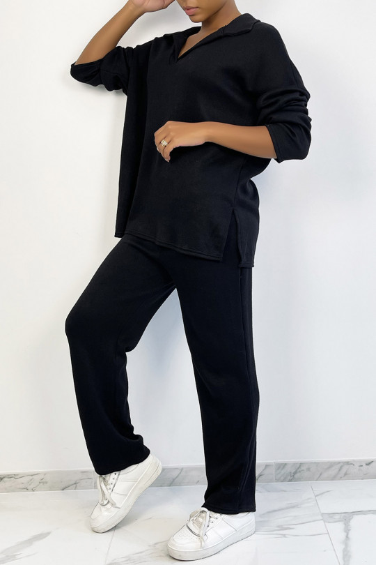 EnETmble tunique et pantalon over size en noir - 4