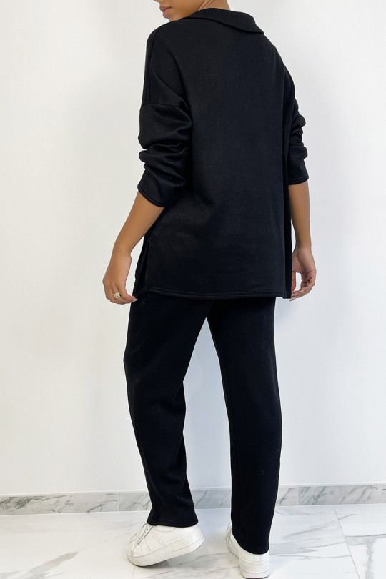 EnETmble tunique et pantalon over size en noir - 5