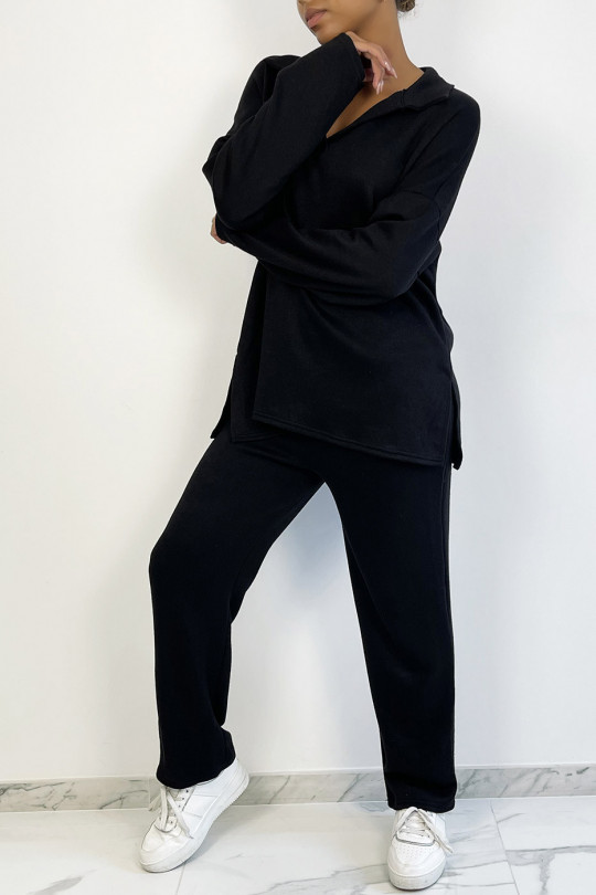 EnETmble tunique et pantalon over size en noir - 7