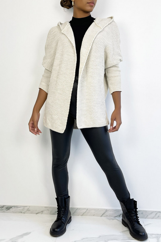 Zeer trendy oversize beige vest met capuchon - 3