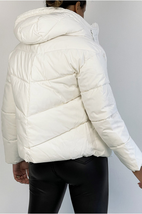 Doudoune blanche over size avec poches et capuche - 5
