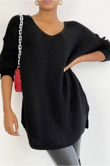 Gros pull col v femme sale