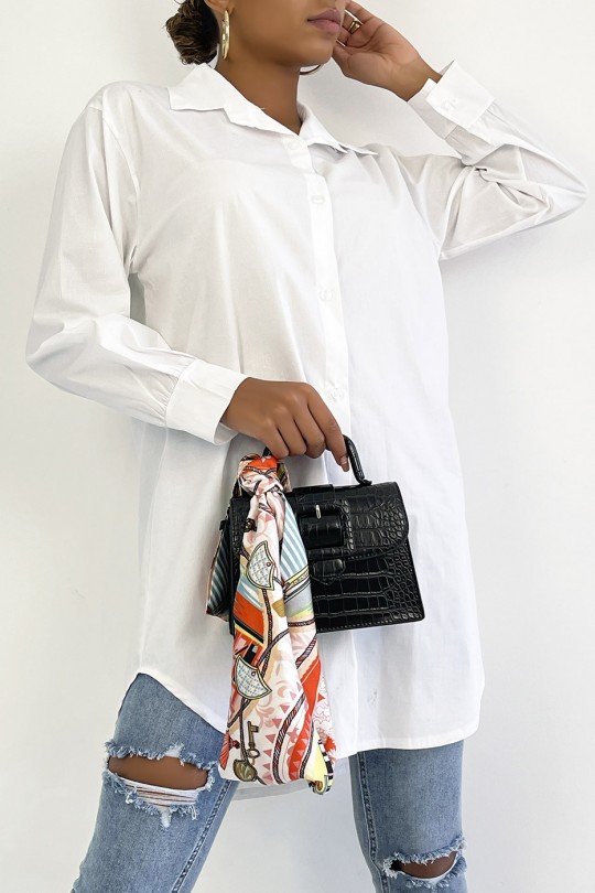 Lang, trendy wit katoenen overhemd - 2