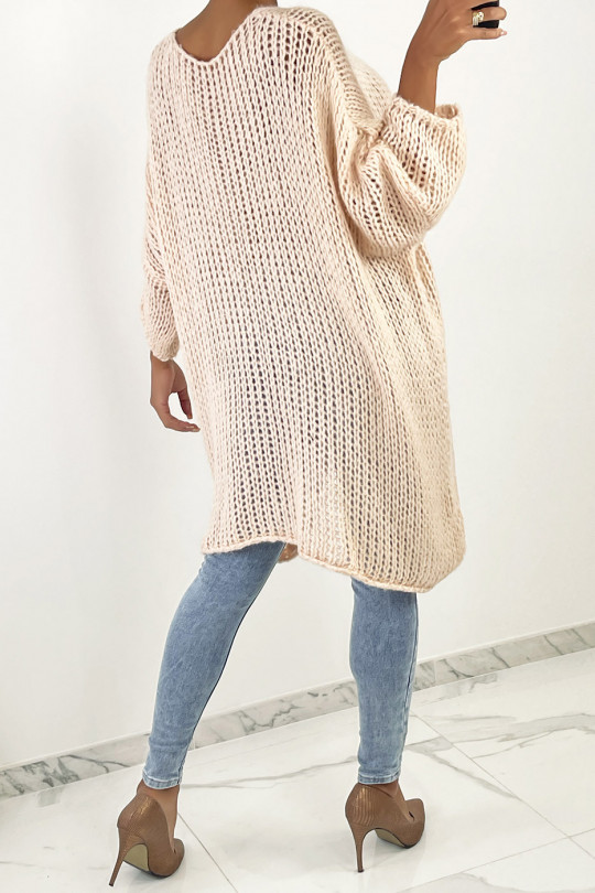 Pink oversized sweater very soft and falling in flight V - 4