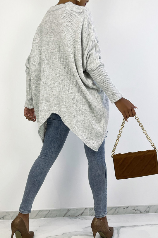 Very loose oversized gray sweater in a beautiful warm material - 3