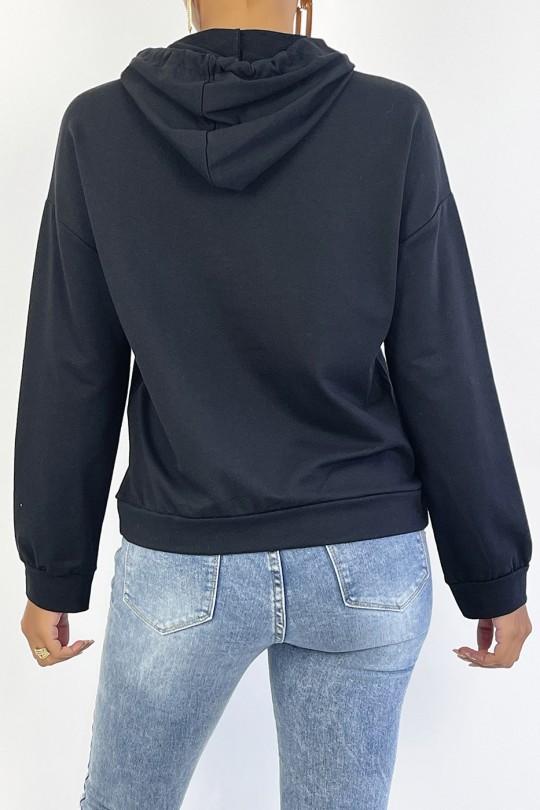 Black hoodie with ANGELS writing and pockets - 3