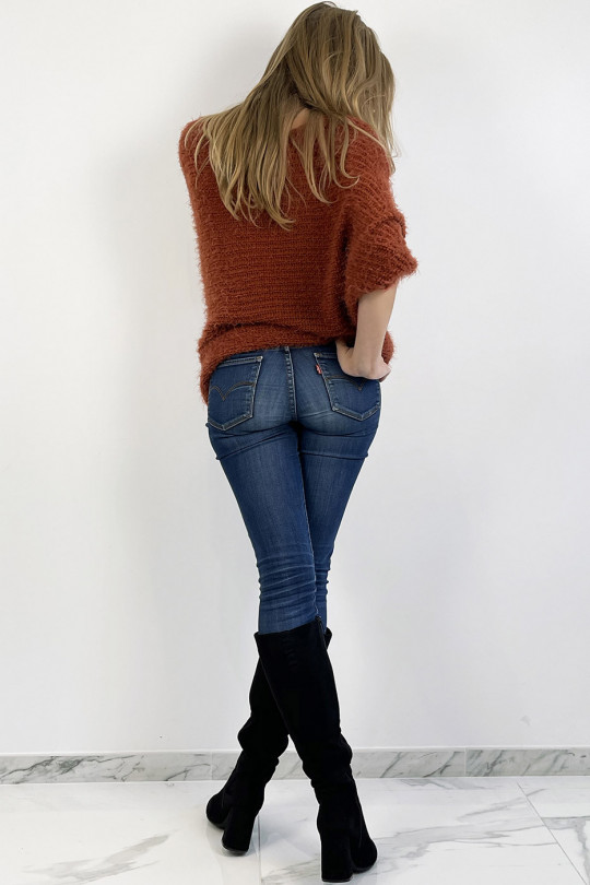 Cognac round neck sweater with very soft knit effect, combines style and simplicity - 2
