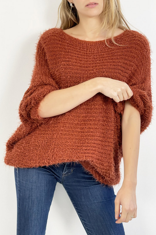 Cognac round neck sweater with very soft knit effect, combines style and simplicity - 9