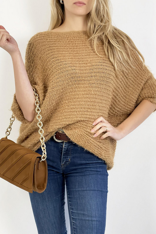Camel sweater round neck very soft mesh effect, combines style and simplicity - 6