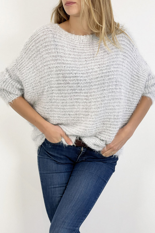 Gray sweater round neck very soft mesh effect, combines style and simplicity - 6