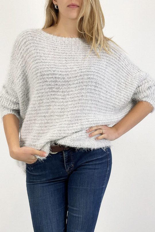 Gray sweater round neck very soft mesh effect, combines style and simplicity - 7