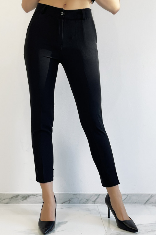 Black slim pants with working girl style pockets - 7
