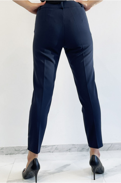 Navy slim pants with working girl style 