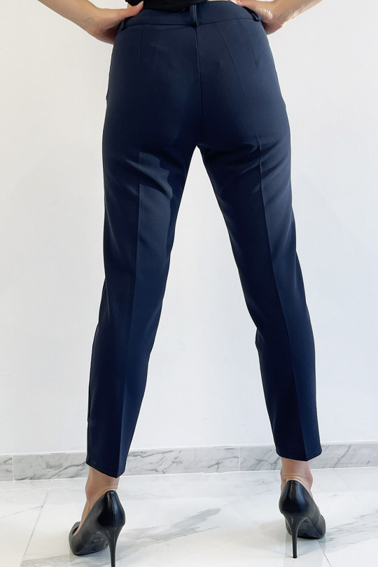 Navy slim pants with working girl style pockets - 2