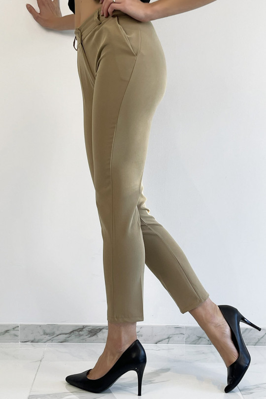 Camel slim pants with working girl style pockets - 1