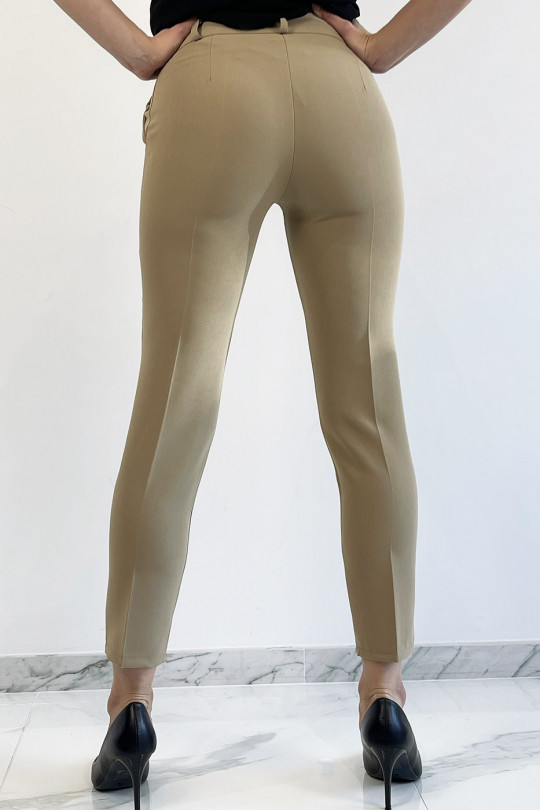 Camel slim pants with working girl style pockets - 3