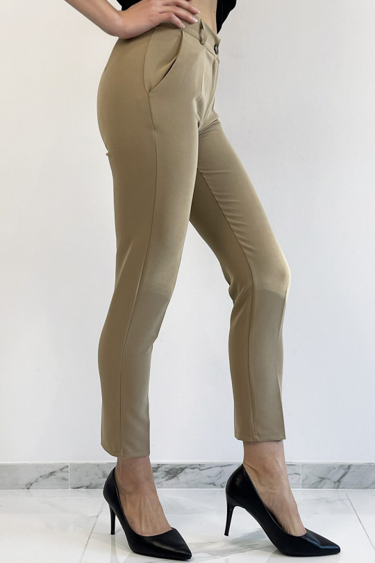 Camel slim pants with working girl style pockets - 5