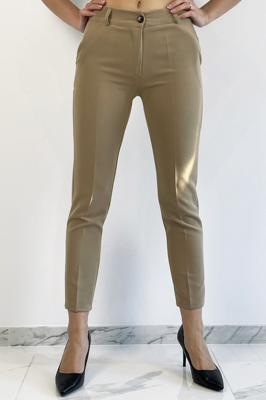 Camel slim pants with working girl style pockets - 6
